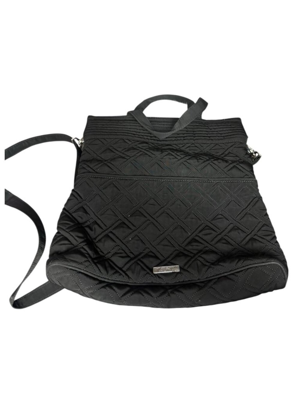 Vera Bradley Microfiber Quilted Tote Bag - Black Large Shoulder Handbag